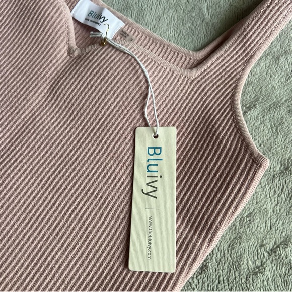 NWT Bluivy Essential Ribbed Knit Sleeveless Tank Top Lavender Blush Dusty Pink - Picture 5 of 12